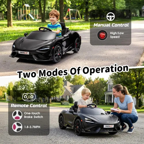 Miniatura 5 de Automóvil de paseo para niños con licencia McLaren 765LT para niños de 3 a 6 años, vehículo eléctrico con batería de 12 V, con control remoto