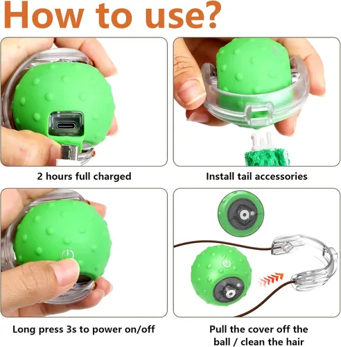 Miniatura 6 de Giociv Juguetes Interactivos para Gatos Aburridos, con Gorjeo, Movimiento de Ciempiés Despertar Súper Motor Pelota para Gatos en Alfombra