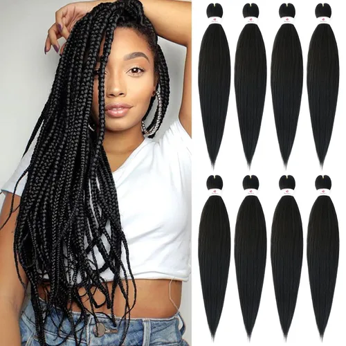 Miniatura 35 de Beyond Beauty - Trenzas preestiradas de cabello profesional sin picazón, ajuste de agua caliente, fibra sintética, textura Yaki, extensiones