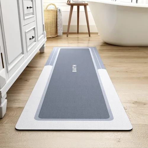 Miniatura 31 de MontVoo -Alfombra de baño, antideslizante, súper absorbente, resistente a las manchas, de secado rápido, delgada, para baño, suelo, bañera, tocador