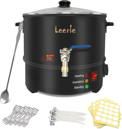 Leerie Derretidor de cera de 16 libras para hacer velas, olla eléctrica grande de cera L8, kit de fabricación de velas de cera de soja para el hogar