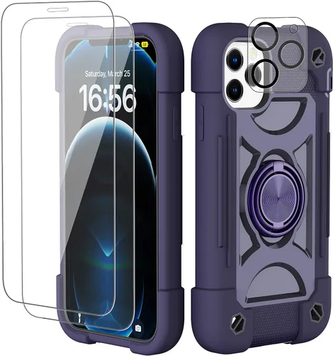 Miniatura 113 de Funda para iPhone 11 de 6.1 pulgadas con soporte de anillo, con 2 protectores de pantalla de vidrio, resistente a los golpes, resistente a