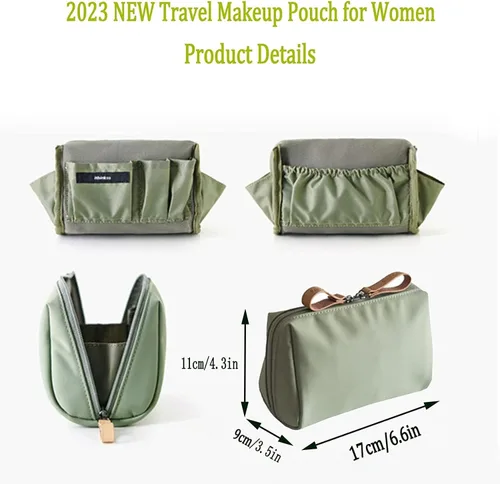 Miniatura 4 de Bolsa de maquillaje de viaje para mujer, mini bolsa de maquillaje de viaje impermeable, bolsa de embrague, bolsa multifuncional de gran capacidad
