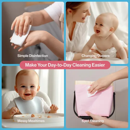 Miniatura 7 de BabbleRoo Toallitas secas para bebé – Toallitas de algodón 100% a base de plantas, hipoalergénicas, sin fragancia, sin químicos, suaves para pieles