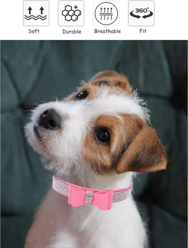 Miniatura 4 de Collar brillante para perros pequeños, medianos y grandes, collares de perro con corona de diamantes de imitación para perras y perros machos, Rosa3