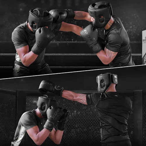 Miniatura 7 de RDX Casco de boxeo, entrenamiento de MMA, Kara acolchado ajustable, casco de Muay Thai, Kickboxing, Sparring, Artes Marciales, Karate, casco de Rojo