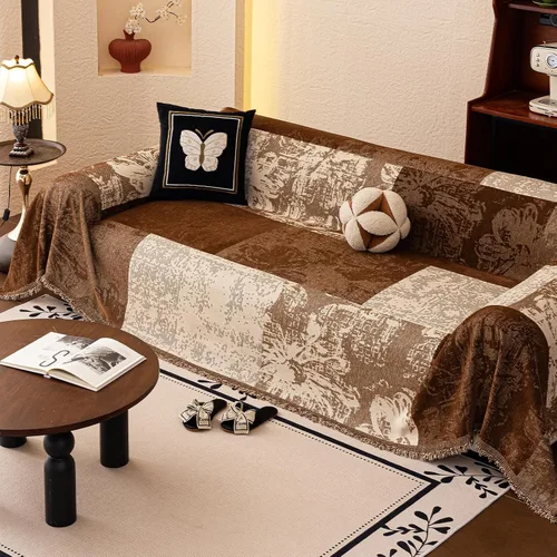 Miniatura 18 de HANDONTIME Funda para sofá para perros lavable con estampado floral de pájaros para sofás y sillones, funda de sofá negra con flores de jacquard