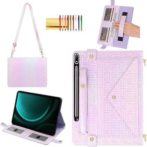 Miniatura 69 de Bolso Funda para Samsung Galaxy Tab S10 FE/S9 FE 10.9"/S9/S8/S7 11", Techcircle Folio con Soporte Cruzado, Billetera con Ranura para Lápiz S Pen