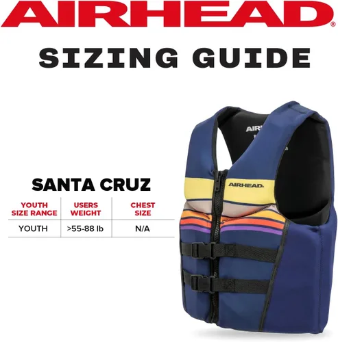 Miniatura 7 de Airhead Chaleco salvavidas Santa Cruz de varios tamaños, chalecos de natación para adultos, niños y jóvenes, tela Kwik Dry Neolite, aprobado por USCG