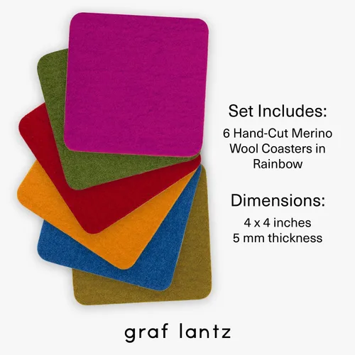 Miniatura 4 de Graf Lantz - Juego de 4 posavasos redondos de lana de merino Bierfilzl - Negro (círculos de 10 cm) - Absorbe el 30% del peso - Lana alemana