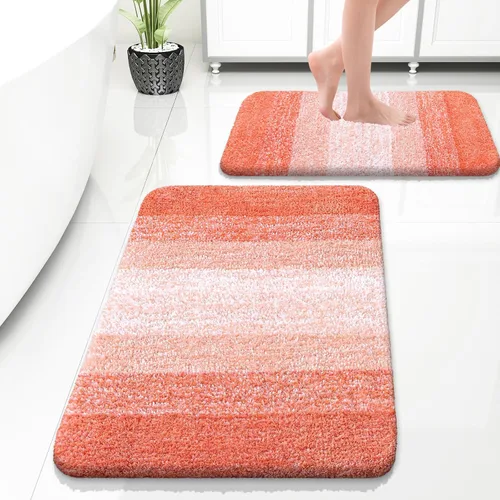 Miniatura 62 de OLANLY Juego de 2 alfombras de baño de microfibra suave y absorbente, antideslizantes, se pueden lavar y secar a máquina, alfombras de baño peludas