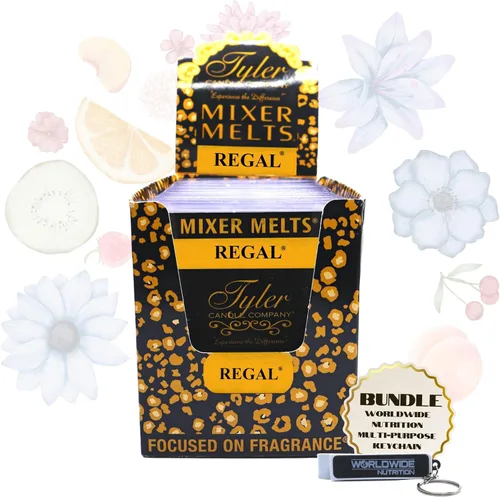 Worldwide Nutrition Paquete: Tyler Candle Company Regal Scent Wax Melts - Mezclador perfumado de cera de soja se derrite con aceites esenciales para