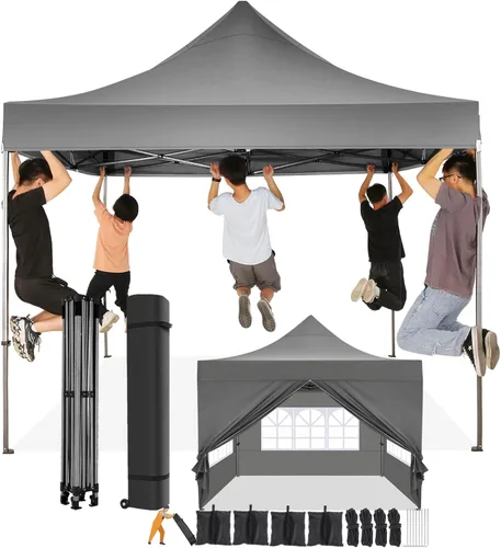 Miniatura 34 de COBIZI Toldo desplegable de 6.6 x 6.6 pies sin pared lateral, toldo resistente UPF 50+ para todas las estaciones, resistente al viento e Azul