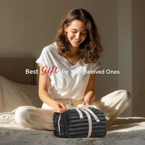 Miniatura 4 de INFIIXSO Manta de forro polar Sherpa tamaño Queen – Forro polar a rayas súper suave y cálido, acogedora manta de cama grande de felpa mullida