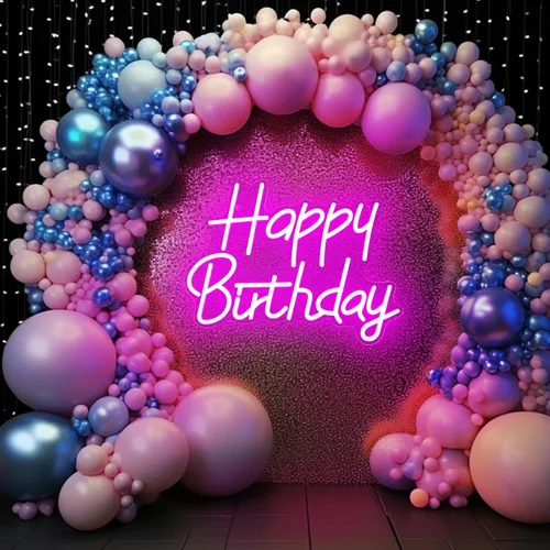 Miniatura 3 de Letreros de neón de feliz cumpleaños para decoración de fiesta, luz de neón de cumpleaños LED regulable para decoración de pared, letreros de neón