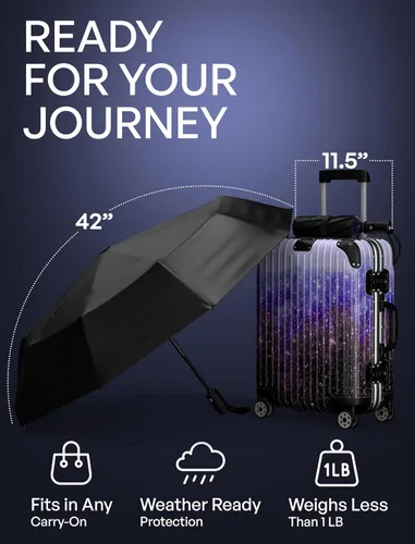 Miniatura 41 de REPEL Windproof Travel Umbrella - Compact & Withstands Winds up to 85MPH , Strongest Premium Auto Folding Umbrella for Rain and Sun - Durable, Light