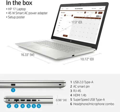 Miniatura 3 de HP Laptop con pantalla HD+ de 17.3 pulgadas, Intel Core i3-1115G4 de 11ª generación (hasta 4.1 GHz, Beat i5-1030G7), 16 GB DDR4 RAM, 1 TB HDD+256 GB