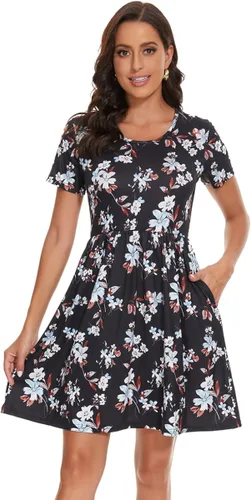 Miniatura 5 de elescat Vestidos de verano para mujer, estilo casual, con vuelo, ajuste holgado, con bolsillos