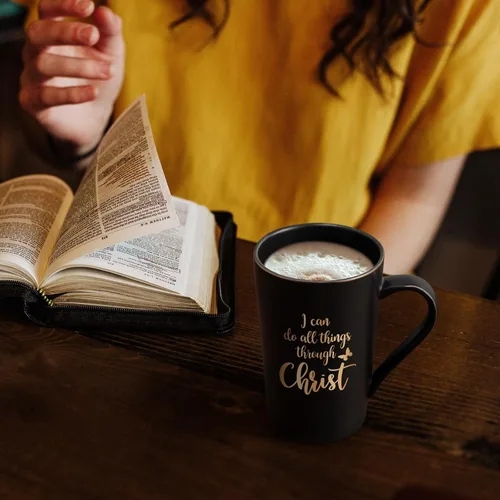 Miniatura 3 de YHRJWN Regalos cristianos para mujeres y hombres, taza con texto en inglés "I Can Do All Things Through Christ", regalos religiosos, taza