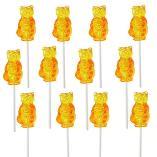 Miniatura 3 de Lollipop - Paletas de osos duros con sabor a miel, envueltas individualmente, decoración de lechones para duchas, paquete de 12