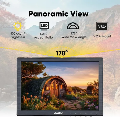 Miniatura 3 de JaiHo Monitor IPS pequeño de 10.1 pulgadas, pantalla portátil Full HD de 1920 x 1200 con espejo abatible, pantalla de seguridad de alto brillo