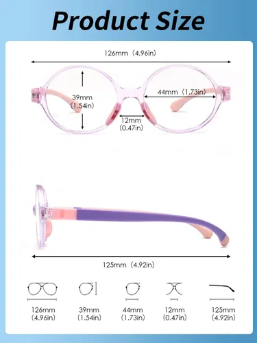 Miniatura 7 de JM Lentes de luz azul para niños, hierbas para juegos de computadora para niñas y niños de 3 a 10 años, lentes anti Blue Ray TR90 Rosa