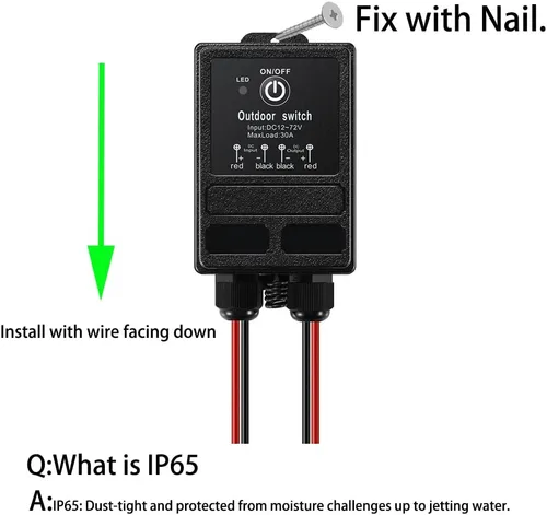 Miniatura 7 de Interruptor de relé de control remoto de 12 V, interruptor inalámbrico DC 12V-72V de 328 pies de largo alcance, interruptor impermeable, relé de 40