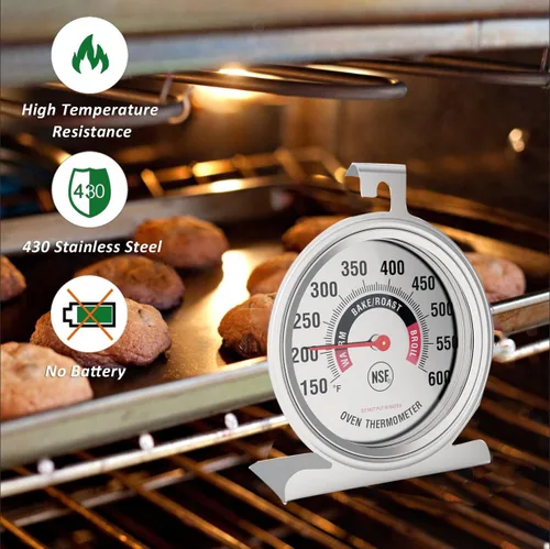 Miniatura 3 de Efeng Termómetro de horno grande de 3.5 pulgadas para horno de gas/eléctrico con gran colgador y base, horno de seguridad, número fácil de leer, sin