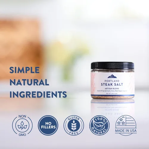Miniatura 2 de Portland Salt Co. Mezcla de Sal y Especias para Bistec – Condimento SPG - Mezcla Sabrosa de Sal Marina, Pimienta y Ajo - Frotación Gourmet Exclusiva