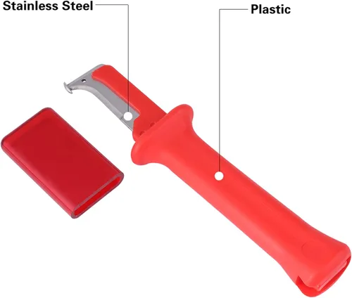 Miniatura 5 de Cuchillo pelacables Cuchillo Rojo Acero Inoxidable Pp 1 Pc Cable de Aislamiento Eléctrico Cortador Cortador de Mango Aislado Herramienta Con Rojo