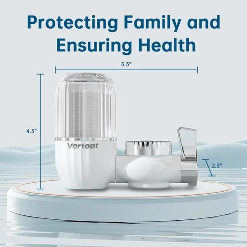 Miniatura 6 de Vortopt Filtro de agua para grifo de fregadero, filtro de agua de 400 galones de capacidad de carbón activado, certificado NSF que reduce el cloro