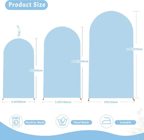 Miniatura 8 de Cubierta de Fondo de Arco Azul Bebé, Cubierta de Arco de Spandex de 1.83 m Ajustada para Arco de Boda Chiara, Cubierta de Fondo de Arco Redonda