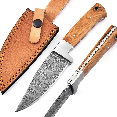 Miniatura 35 de Cuchillos de Damasco Hechos a Mano Personalizados de Acero de Damasco Cuchillo de Caza para Desollar, Camping, Exterior - Cuchillos de Caza de Hoja