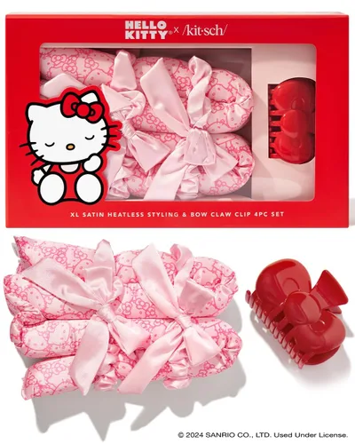 Hello Kitty x Kitsch XL - Juego de rizador de pelo sin calor sin calor para dormir para rizos suaves y sin encrespamiento, viene con diseño en forma