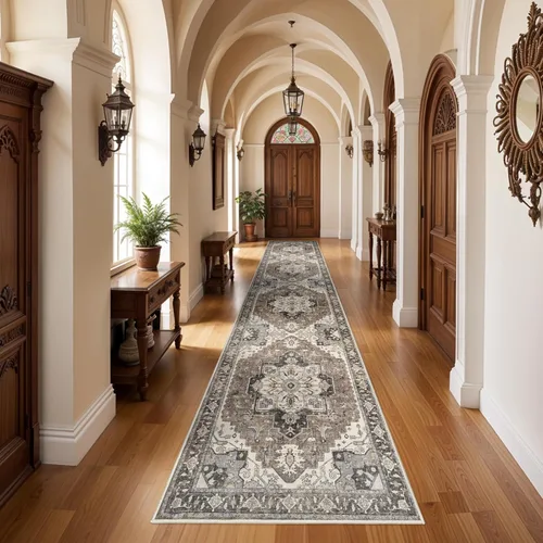 Miniatura 24 de Alfombra lavable para entrada de 2x3 pies - Alfombra pequeña de entrada vintage desgastada oriental antideslizante que no suelta pelusa, suave