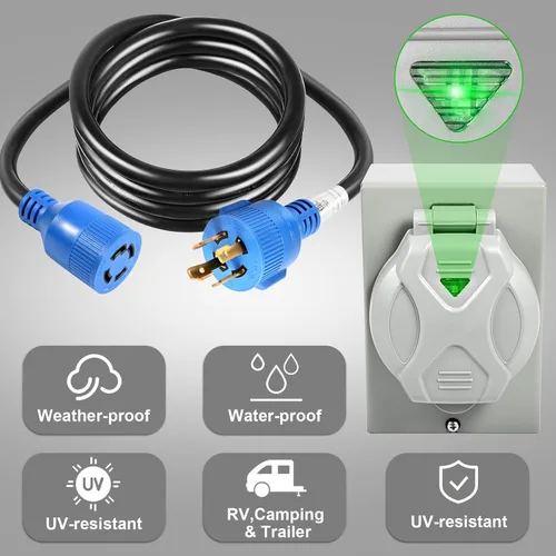 Miniatura 2 de Cable de generador de 30 amperios y caja de entrada de energía, cables de generador de 30 amperios de 4.5 metros, cable de alimentación de generador