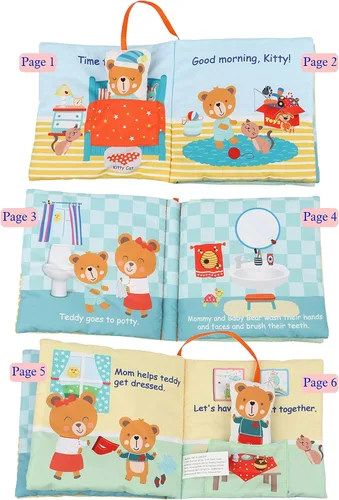 Miniatura 5 de bebe mondo Oso de peluche con espejo, libros suaves y arrugados para bebés de 0 a 3 a 6 a 12 meses, juguete sensorial para bebés, juguete de espejo