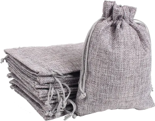 Miniatura 12 de YANGBOYY Bolsas de arpillera, paquete de 25 bolsas de arpillera de 5 x 7 pulgadas, bolsa de regalo con cordón de arpillera, bolsa de regalo de Blanco