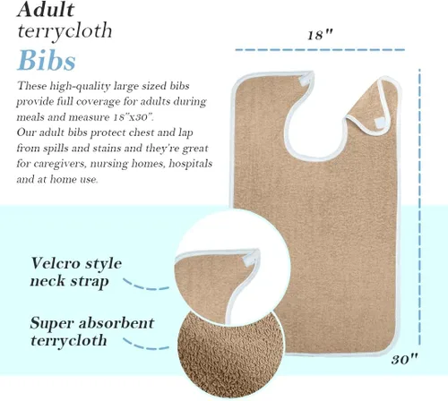 Miniatura 5 de Avalon Towels Adult Bibs for Women 100% Cotton Bib for Adults for Eating - Terry Cloth Adult Bibs for Men Clothing Protectors