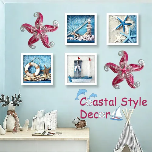 Miniatura 3 de Arte de decoración de pared para exteriores con estrella de mar, escultura colgante de metal y vidrio de 12 pulgadas para interiores y exteriores