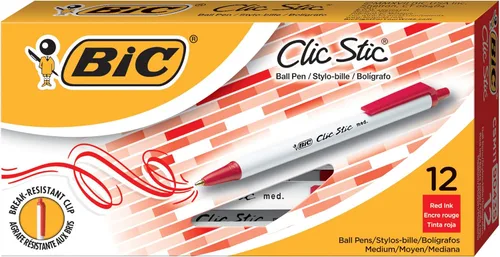 Miniatura 13 de Bolígrafo retráctil Bic Clic Stic, de punta mediana (0.04 pulgadas), estuche de 12 unidades, Negro