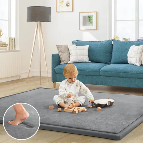 Miniatura 52 de Alfombra de juego para acostar al bebé, alfombrilla para guardería, tapete tipo tatami de espuma viscoelástica de 1.3 pulgadas de grosor, para bebés