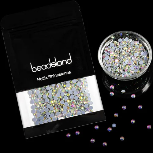 Miniatura 5 de Beadsland Hotfix - 2880 diamantes de imitación de cristal con parte trasera plana para manualidades, ropa, decoraciones de bricolaje, cristal AB