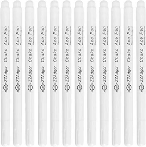 IPENNY 12 bolígrafos de marcado de tela borrable por calor de color blanco, rotulador de tela, tinta soluble en agua, bolígrafo de marcado de tinta
