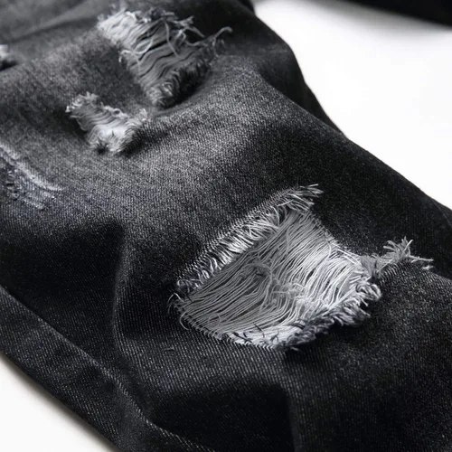 Miniatura 4 de Jeans rasgados para hombre, ajustados, ajuste regular, pierna cónica, desgastados, pantalones de mezclilla para hombre con agujero