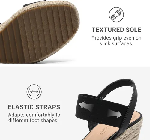 Miniatura 2 de DREAM PAIRS Alpargatas de punta abierta para mujer, sandalias de plataforma elegantes sin cordones con correa elástica en el tobillo
