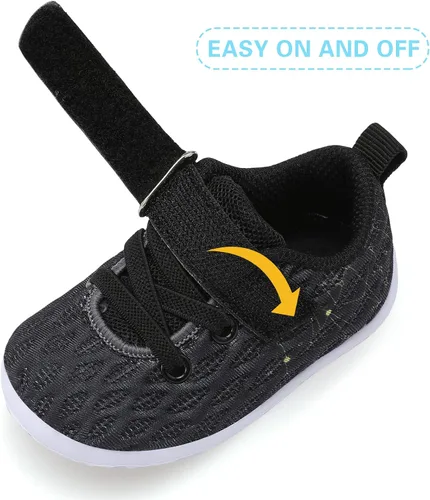 Miniatura 3 de FEETCITY Zapatillas de bebé para niños y niñas, zapatos para primeros pasos, zapatos de cuna para recién nacidos, zapatos sin cordones para niños
