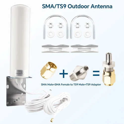 Miniatura 2 de Antena 4G LTE/5G 10dBi Antena omnidireccional para exteriores de alta ganancia 698-2700 3300-3800MHz SMA 16.4 pies Cable de baja pérdida TS9