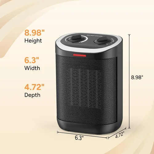 Miniatura 5 de Calentador de espacio para uso en interiores, calentador de cerámica PTC de 1500 W con termostato, calentador de espacio pequeño 2S, calentamiento
