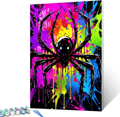 Miniatura 23 de Tucocoo Kits de pintura de búho de graffiti por números con pinceles y pigmento acrílico sobre lienzo para adultos, imagen de estilo colorido